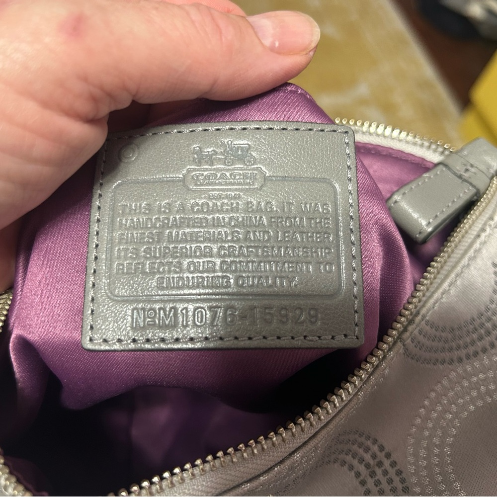 Coach Patterned Gray Silver Metalic Shoulder Bag … - image 6